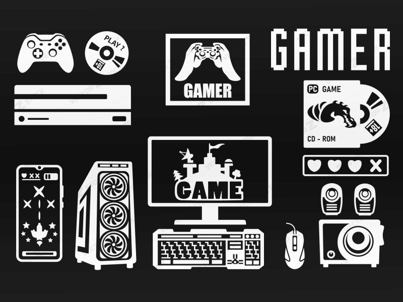 PC Gamer SVG Silhouettes,PC SVG, Gamer SVG, Gaming SVG