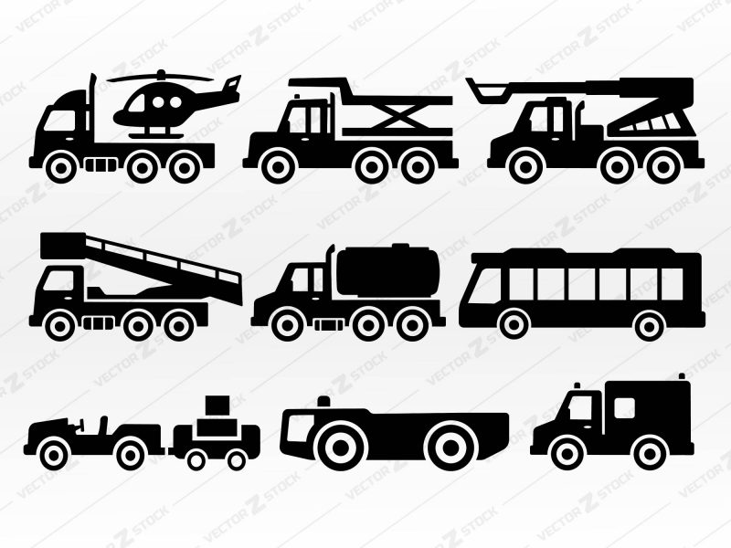 Airport Truck SVG, Toy Truck SVG, Kids Truck SVG, Helicopter SVG, Bus SVG, Crane SVG, Truck icon SVG, Truck cut files