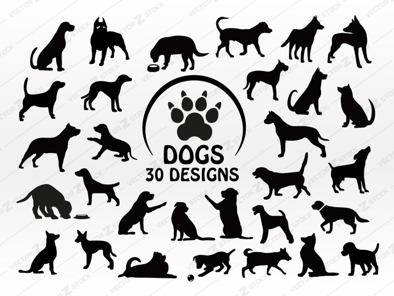 Dog SVG, Puppy svg, Dog footprint SVG, Pet SVG, Dog vector, Dog Silhouettes, Dog cut files