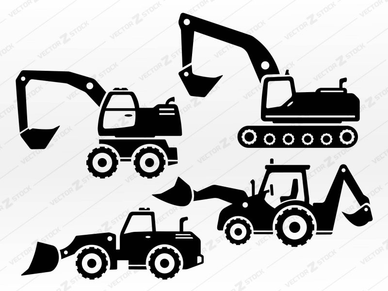 Kids Excavator SVG Set, Bulldozer SVG, Excavator SVG, Tractor SVG