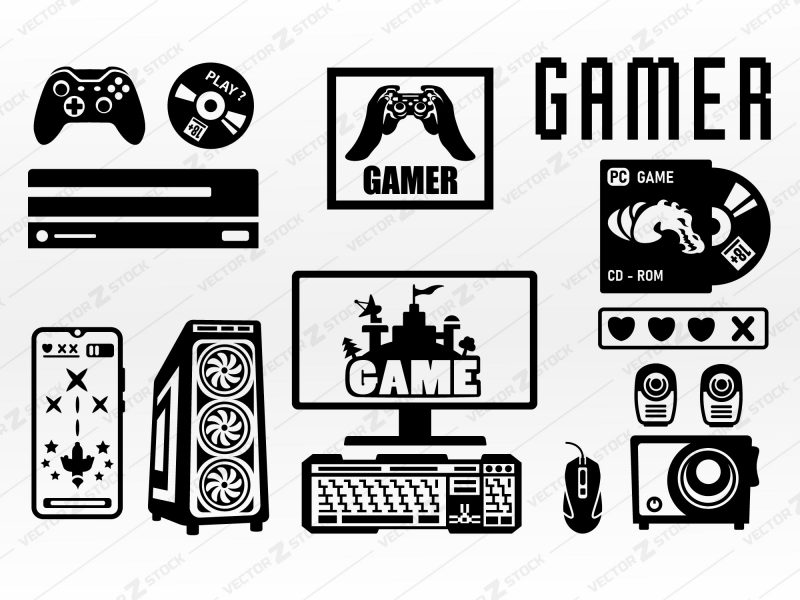 PC Gamer SVG Silhouettes,PC SVG, Gamer SVG, Gaming SVG