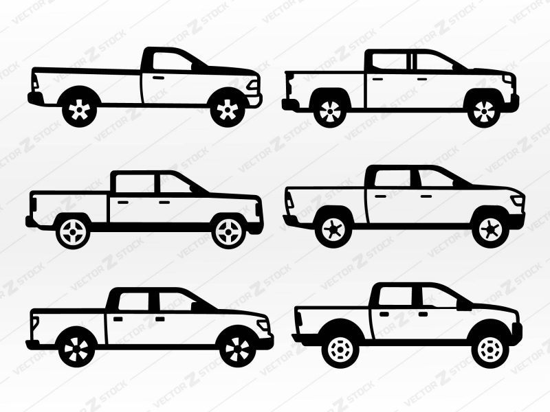 Pickup truck side SVG, Truk SVG, Pickup icon, Vector, DXF, PNG, Classic Truck SVG