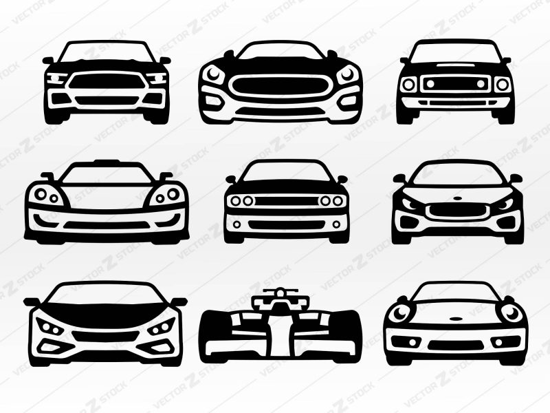 Sports Car Front SVG, Car Icons, Race Car SVG, Muscle car SVG, Formula1 SVG, DXF