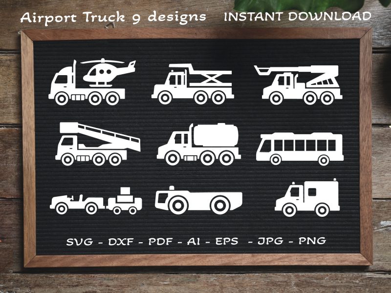 Airport Truck SVG, Toy Truck SVG, Kids Truck SVG, Helicopter SVG, Bus SVG, Crane SVG, Truck SVG