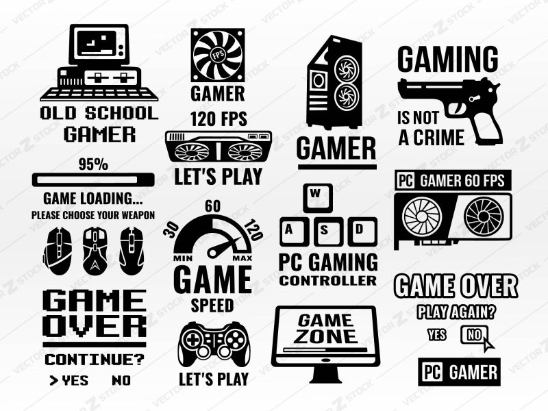 Gaming Quotes Vector SVG, Game over, Old school gamer, Gamer SVG