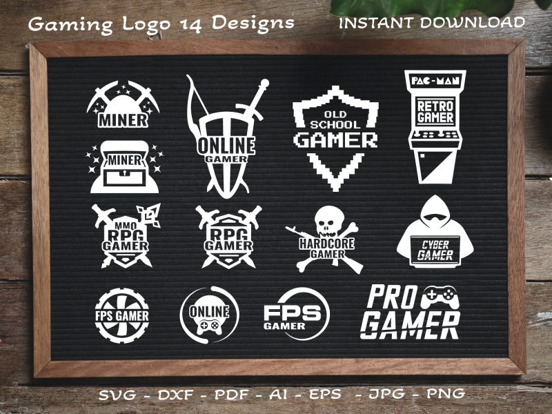 Gaming logo SVG Vector, Gamer quotes SVG, Logo for Gamer SVG, EPS