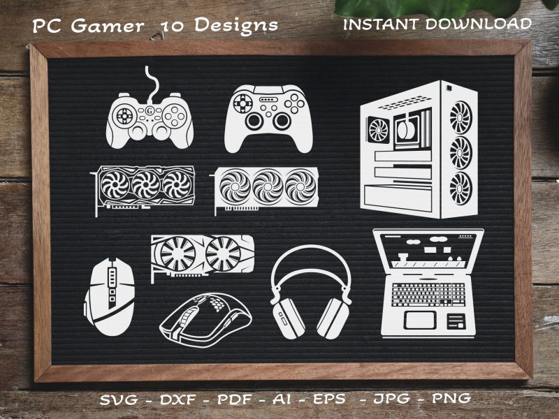 PC Gamer SVG, Gaming PC SVG, Game Mouse SVG, Graphic card SVG, Gamer SVG, Computer SVG, Vector clip art