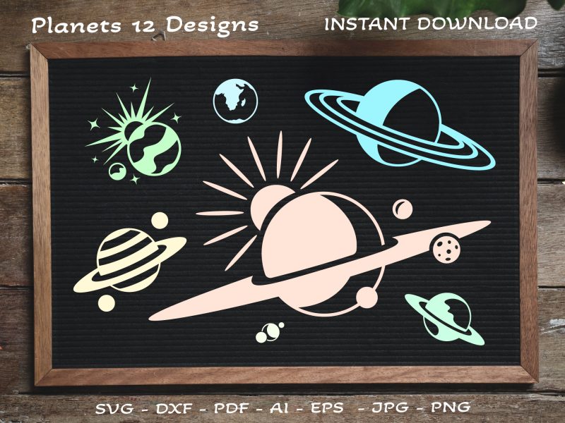 Planet vector design, Planets SVG, Earth SVG, Galaxy SVG, Moon SVG, Star SVG, Kids SVG