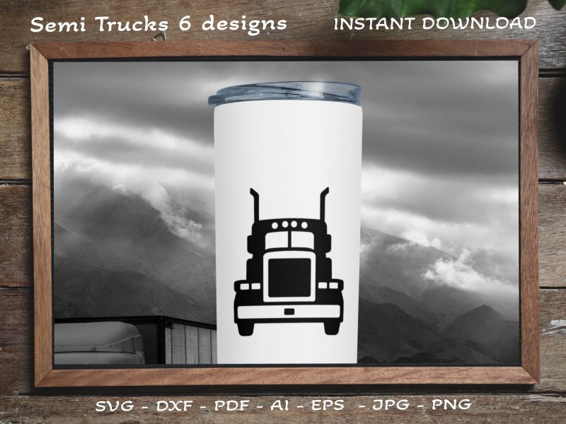 Cup Semi Trucks SVG Silhouettes, Trucker SVG, Classic trucks SVG, Truck driver SVG, Truck SVG