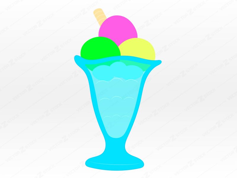 Ice сream in a blue glass png