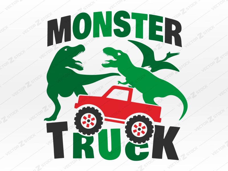 Dinosaur Monster Truck SVG, Truck SVG, Off Road SVG, Boy truck SVG, Dinosaur on monster truck SVG