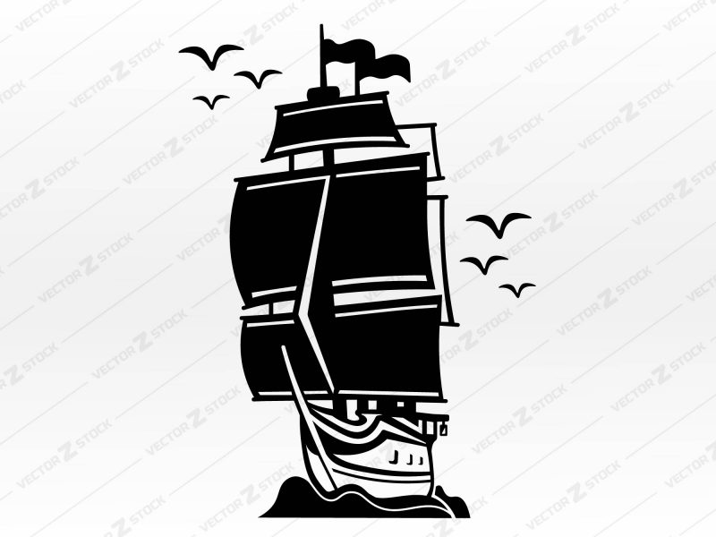 Pirate ship SVG Vector, Old Ship SVG, Sailboat SVG, Galleon SVG, Ship font SVG