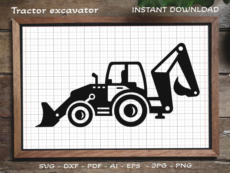 Tractor excavator SVG, Construction Machines SVG, Construction SVG, Construction Truc SVG
