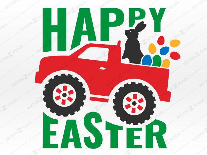 Happy Easter Monster Truck SVG
