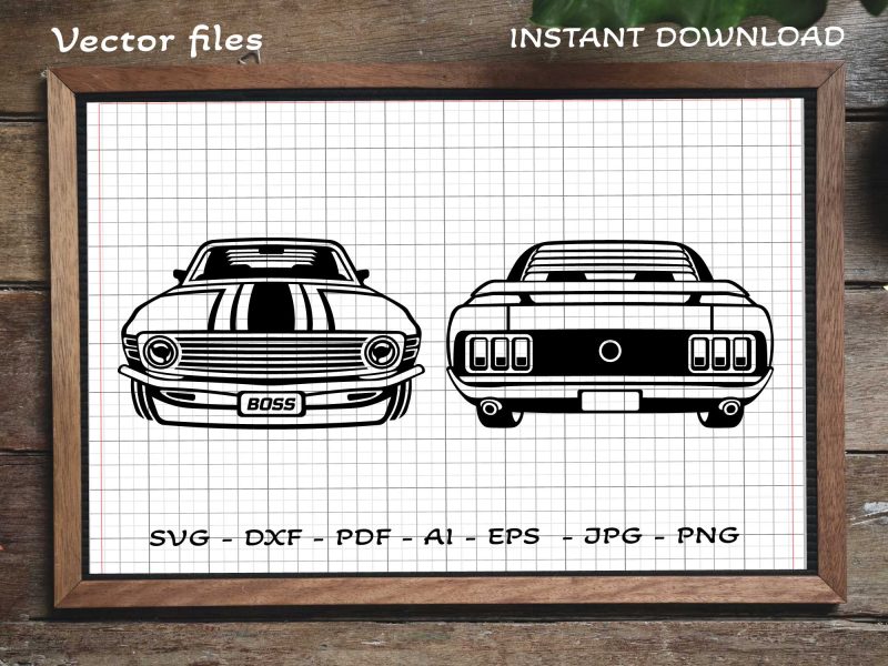 Mustang boss SVG, Ford Mustang 1970 SVG, Classic muscle Cars SVG, Classic Car SVG, Car SVG, Muscle car SVG, Retro car SVG, Old car svg