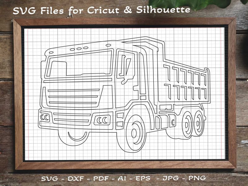 Dump truck SVG DXF Cut file, Truck SVG, Gravel Truck SVG, Sand Truck