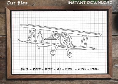 Biplane SVG cut files dxf