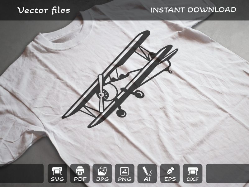 Biplane t shirt SVG, Airplane SVG, Plane SVG, Pilot SVG, Files for Cricut, DXF