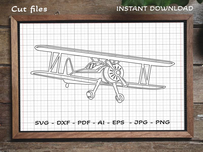Biplane SVG cut files dxf