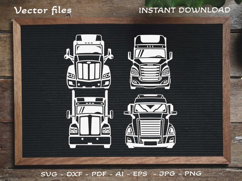 Semi Truck Front white SVG, Truck SVG, Truck driver SVG, Classic Truck SVG