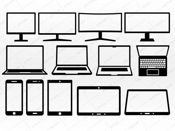 Computer Monitor SVG, Computer gadgets SVG, Laptop SVG, Smartphone SVG, Gamer svg, Display icon