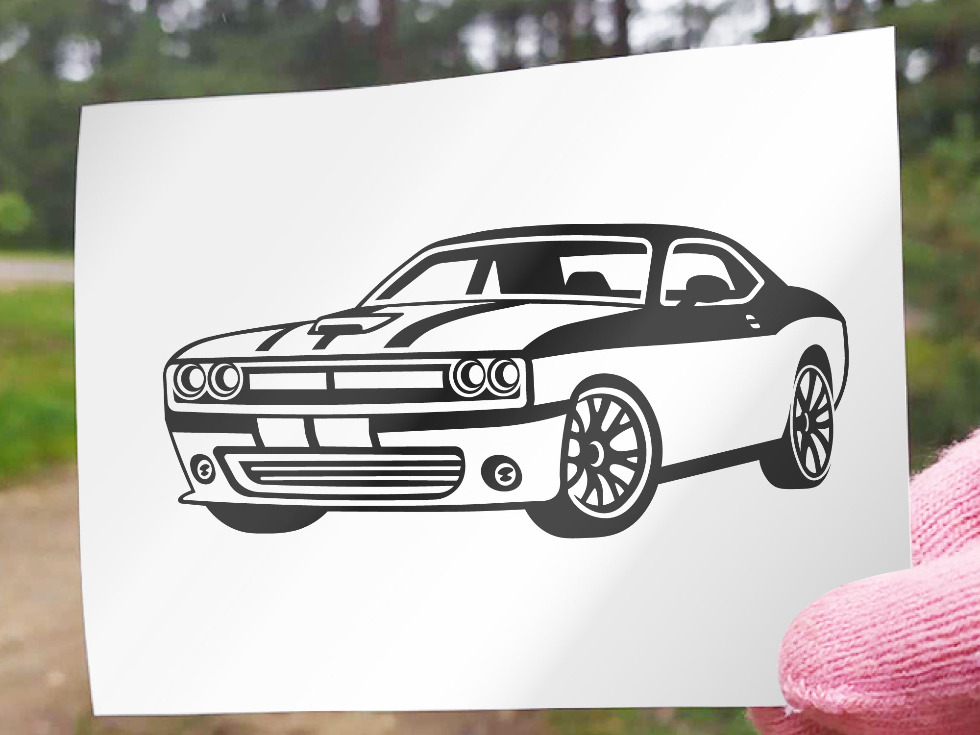 Custom car vector drawing, Dodge challenger SVG