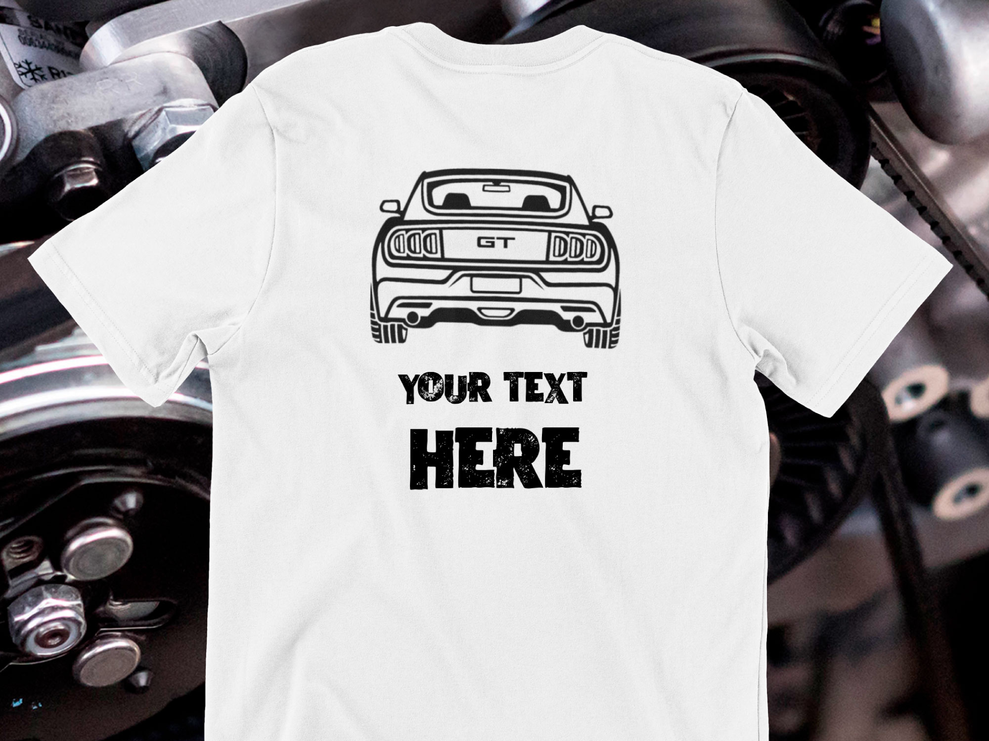 Custom car vector drawing, T shirt desgin, Ford mustang GT back SVG