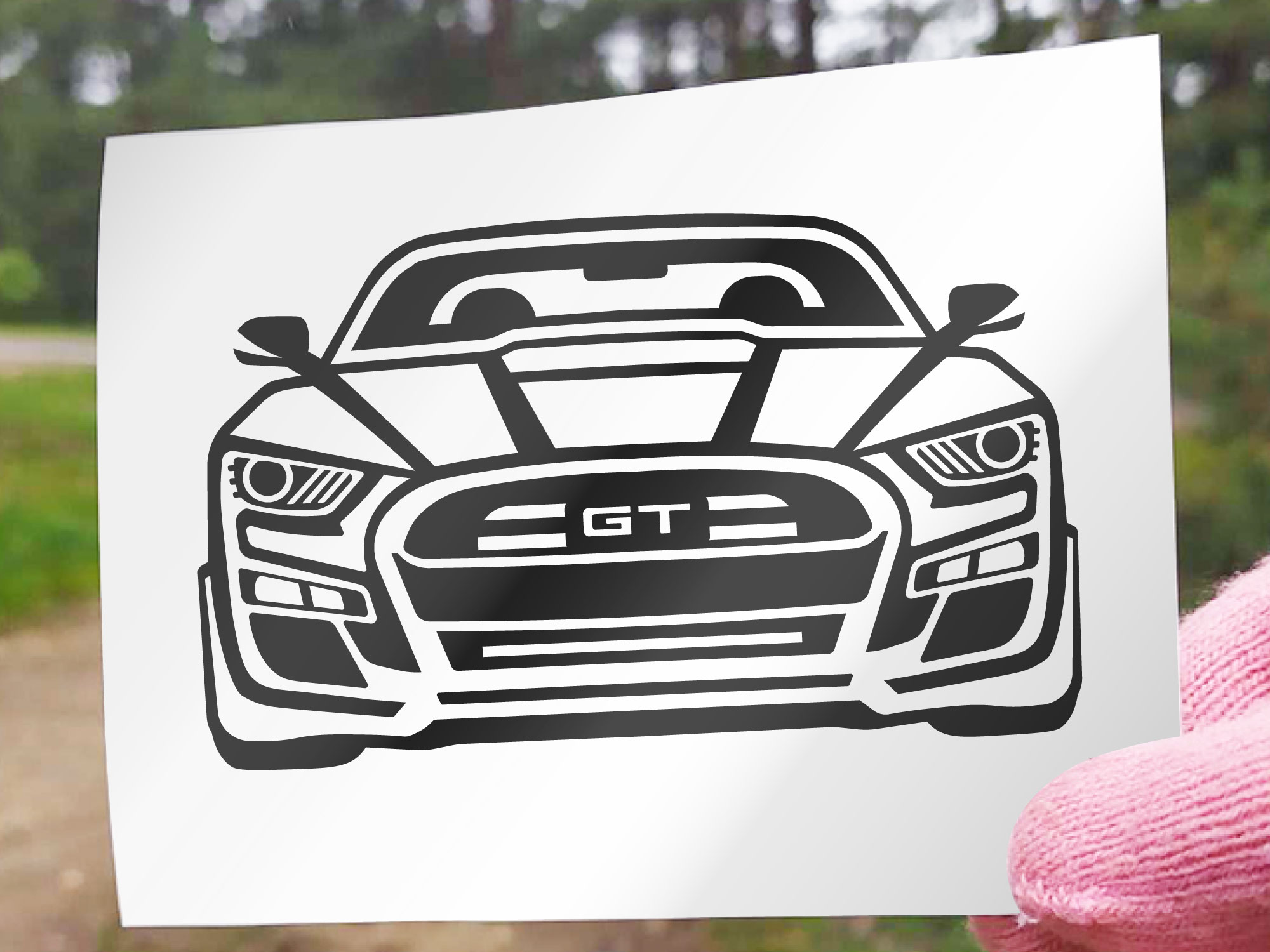 Custom car vector drawing, Decal ford mustang GT