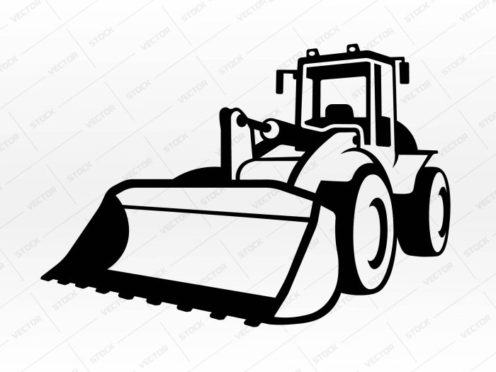 Wheeled Bulldozer SVG, Tractor SVG, Construction machine SVG, Buldozer SVG, DXF