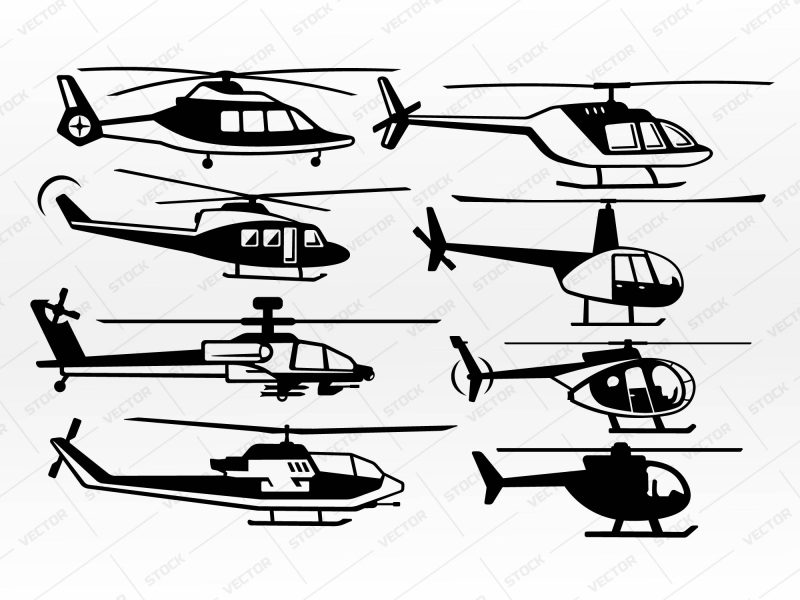 Helicopter SVG, Helicopter side SVG, Helicopter Silhouette, Files for Cricut