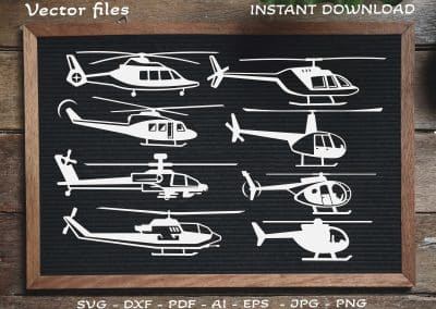 Helicopter vector files, Helicopter side SVG, Helicopter Silhouette, Files for Cricut