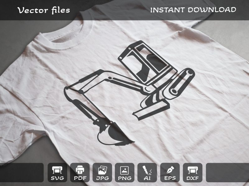 Mini excavator t shirt design SVG
