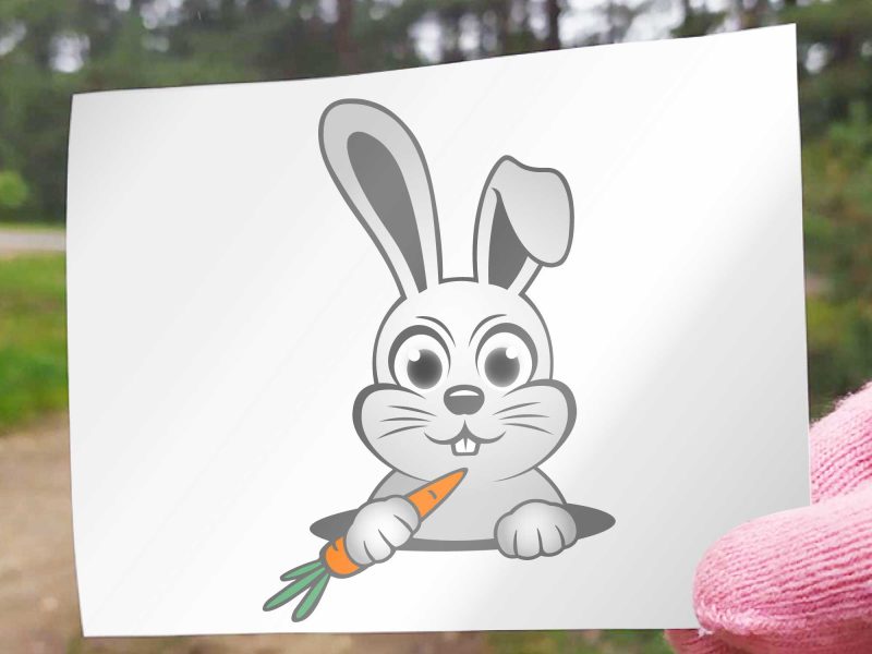 Bunny with carrot decal, Bunny sticker