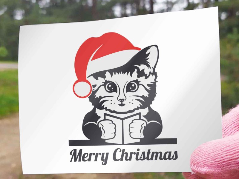 Christmas cat vinyl decal