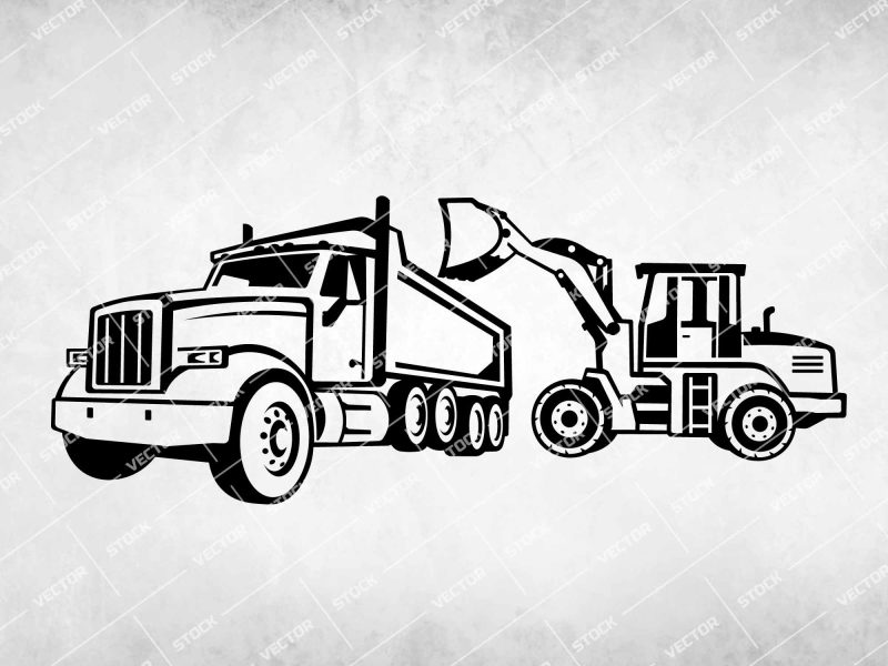 Backhoe Loading Dump Truck SVG, Dump Truck SVG, Construction machines SVG, Backhoe SVG, Gravel Truck SVG, Sand Truck SVG, Truck SVG