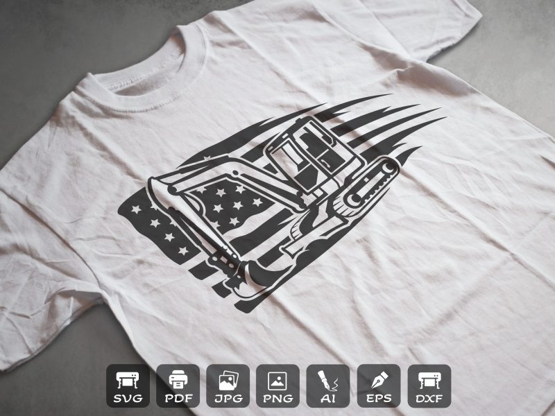 US Mini excovator t-shirt design, termo vinyl t shirt