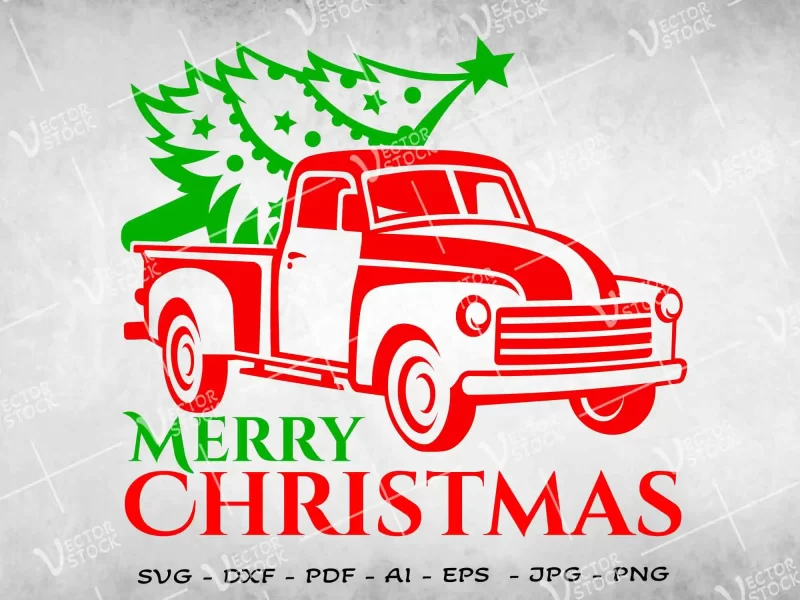Christmas pickup SVG, Merry Christmas SVG, Christmas SVG, Vintage Pickup SVG, Classic Truck SVG, Winter SVG, New ear 2023 SVG