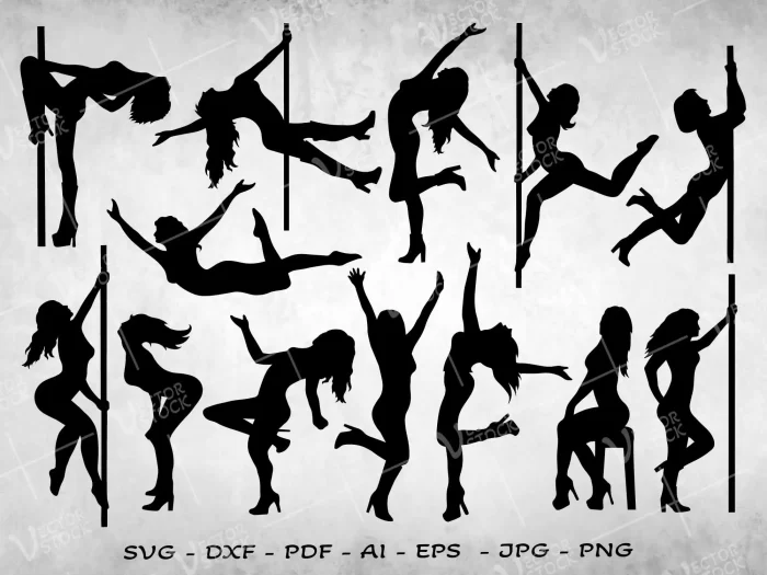 Striptease SVG, Pole Dancer SVG, Erotic dancer SVG, Sexi girls SVG, Sexi woman SVG, Strip Dance SVG, Striptease silhouette, Striptease vector