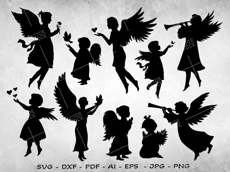 Angel SVG, Angel Silhouettes, Angel Vector, Angel Girl SVG, Angel icon
