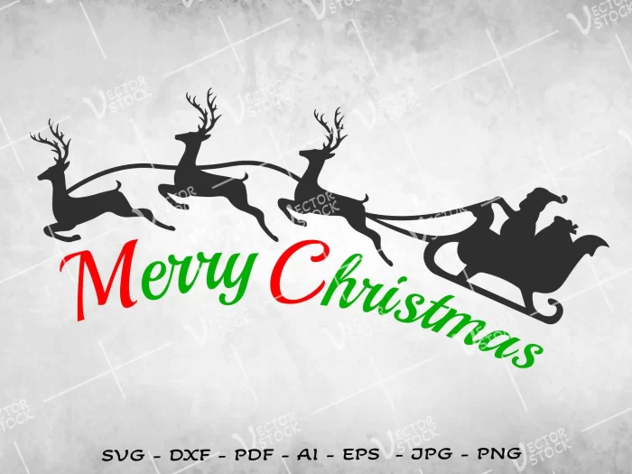 Santa's Sleigh SVG, Christmas SVG, Santa SVG, Sleigh SVG, Merry Christmas SVG, Christmas Deer SVG, Santa's Sleigh Vector