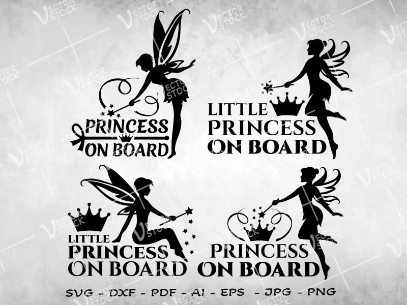 Princess on board SVG, Funny car decal SVG, Car sticker design SVG, Fairy SVG, Princess SVG, Car quote SVG, Kids car decal svg