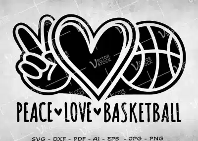 Peace love basketball SVG