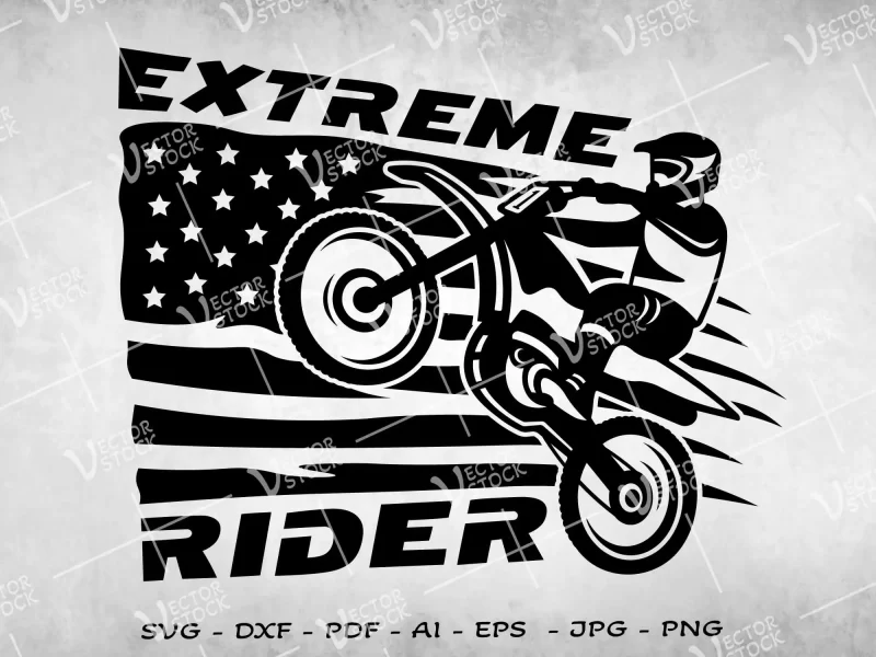 US Extreme rider SVG, Motocross SVG, Dirt bike SVG, Motorcycle SVG, Biker SVG, Motorbike SVG, Motorbike Vector