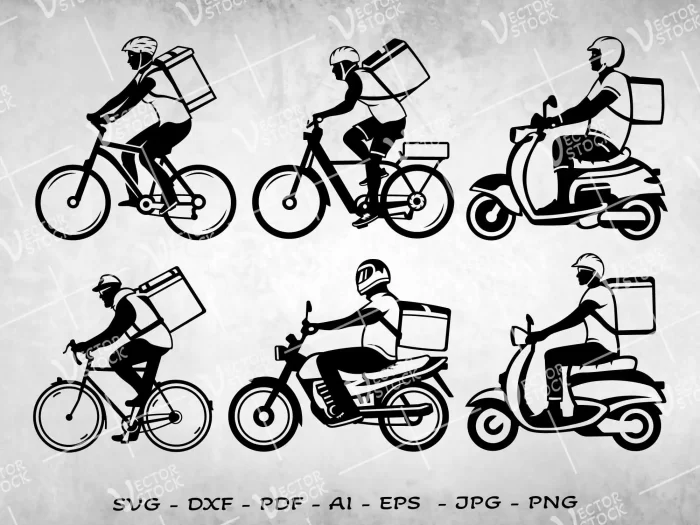 Delivery man on bicycle SVG