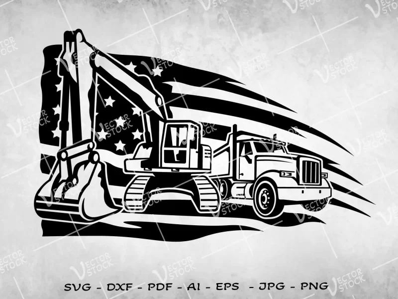 US Excavator dump truck SVG