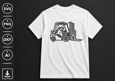Raccoon Driving Forklift SVG White t shirt