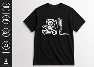 Raccoon Driving Forklift SVG Black t shirt