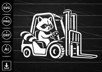 Raccoon-driving-a-forklift-SVG-white