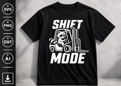 Shift Mode Raccoon Forklift SVG T-shirt design black